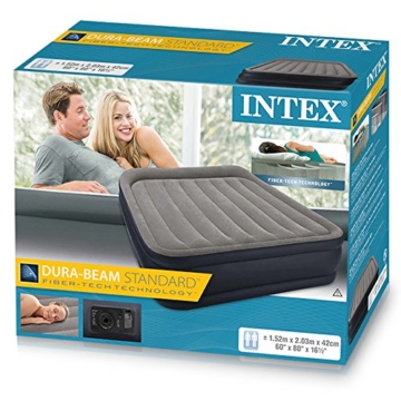 Intex Deluxe Pillow Rest Raised Luftbett - Queen - 152 x 203 x 42 cm - Mit eingebaute elektrische Pumpe - 3